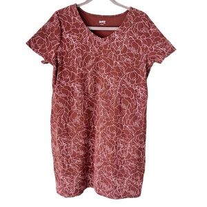 Duluth Trading Company Dress Women's Large Brown Pink Floral Pockets T-Shirt